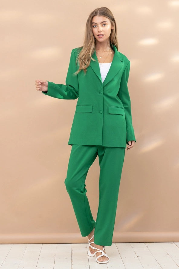Kelly Green Ponte Knit Pant Suit