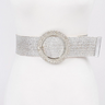 Silver Metallic Elastic Embellished Belt Accessories for Women