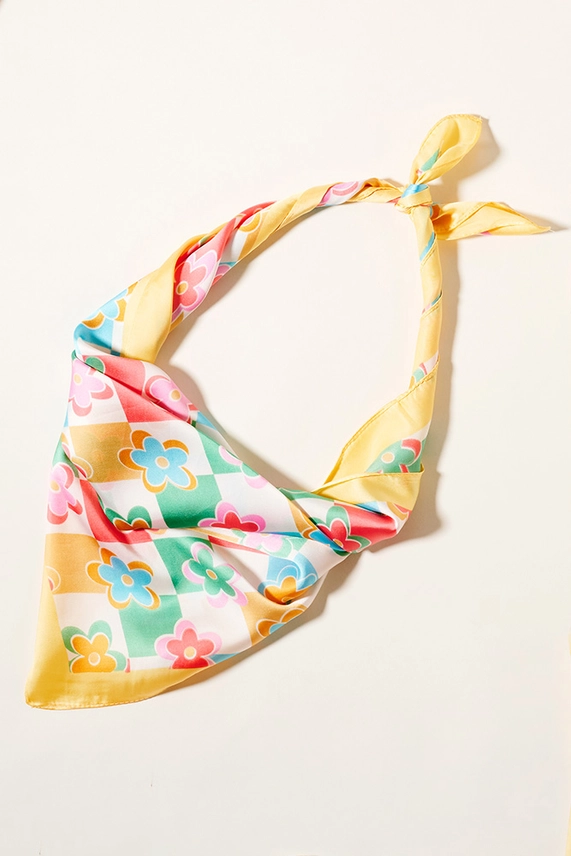 Yellow Daisy Square Printed Scarf Accessories for Women