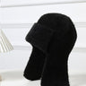 Chenille Trapper Hat Black Warm Accessories