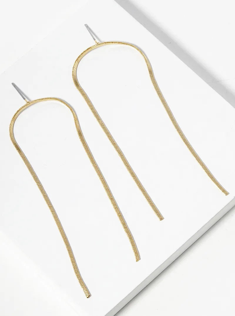 Gold Chain Drop Linear Earrings