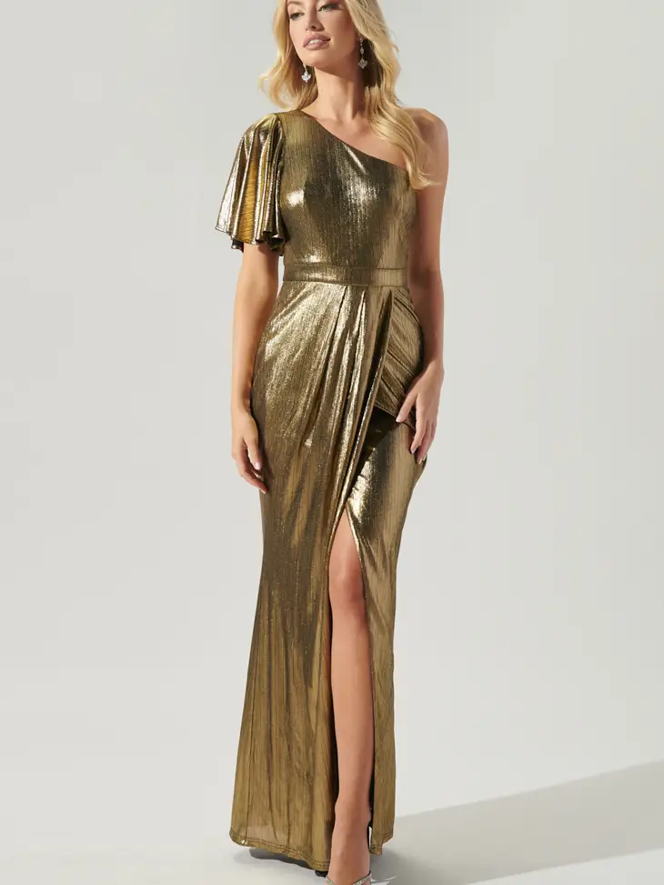 Liquid Gold One Shoulder Gown Liquid Gold One Shoulder Gown