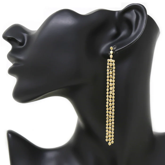 Gold Mesh Dangling Earrings womens clothing store and online