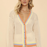 Cream Open Knit Pastel Cardigan for womens clothing