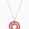 Pink Glass Bead Double Circle Pendant Necklace