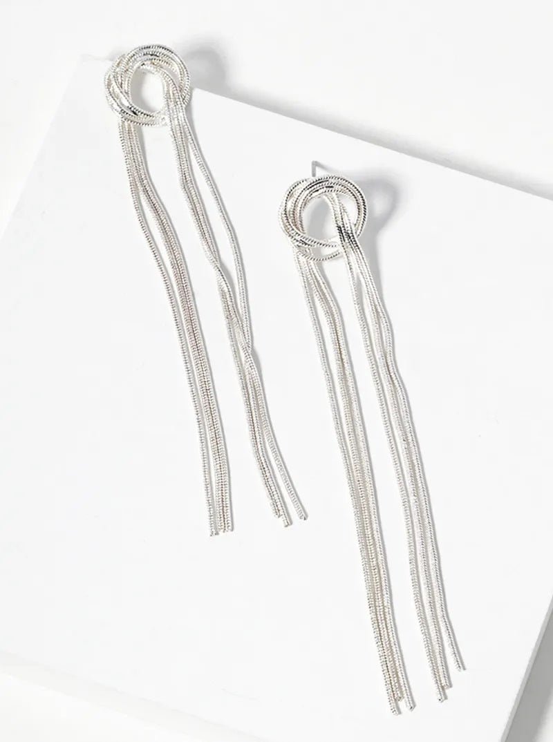 Silver Knot Dangling Earrings