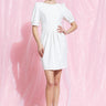 All White Puff Sleeve Cocktail Dress