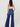 High Waist Wide Leg Flood Denim Jeans in Deep Blue