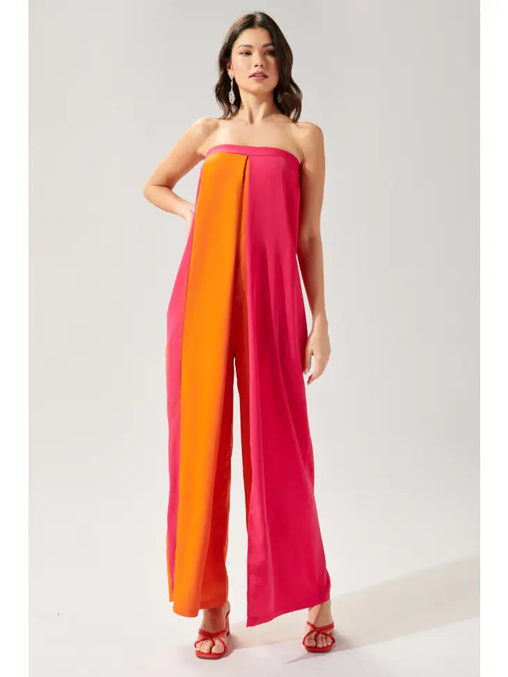 Pink and deals red colorblock jumpsuit