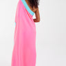 Coral and blue One Shoulder Kimono Dress