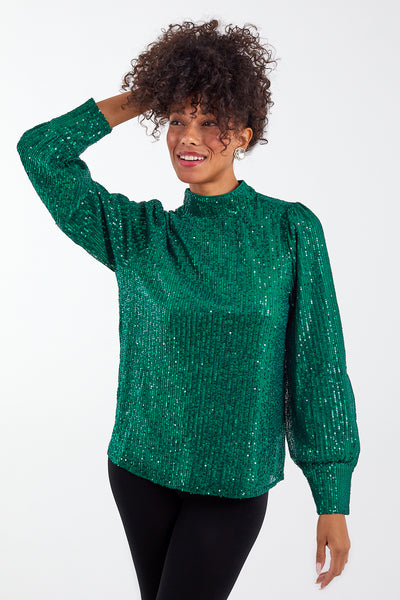dark green sequin top