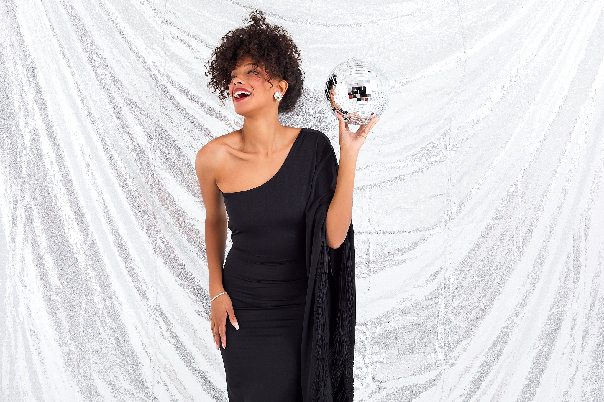 Black One Shoulder Fringe Dress Medium / Black by Weezie D. Black One Shoulder Fringe Dress Medium / Black by Weezie D.