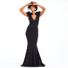 Onyx Black Ruffle Shoulder Gown Dress