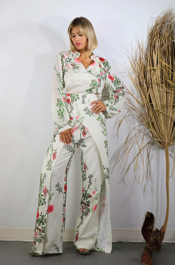 Rose Garden Pants in Cream with Floral Print