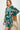 Long Sleeve Satin Forest Green Floral Printed Mini Wrap Dresses