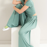 Lily Sage Green Jersey Matching Pants Set for Women
