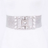Silver Metallic Elastic Embellished Belt