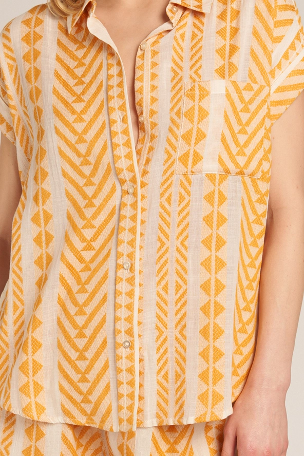 Lemon Yellow Embroidered Womens Shirt Top 