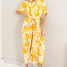 Canary Yellow Floral Printed Button Dress for Women