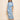 Front view of baby blue floral mesh two piece midi dress with capelet