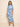 Front view of baby blue floral mesh two piece midi dress with capelet