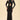 Black halter ruched cutout maxi dress front view
