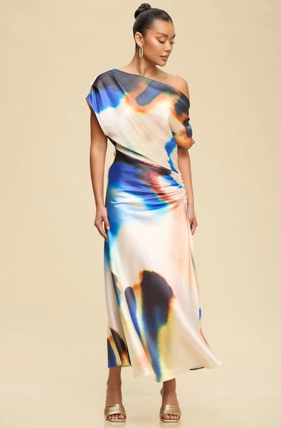 watercolor midi dress Nour Midi Dress Floreale Watercolor Print US M (AU 10)