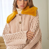 Chunky Cable Knit Cardigan faux fur collar