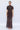 Chocolate brown ruched mesh maxi dress with diagonal cape front view