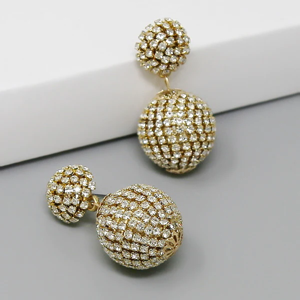 Pave Disco Ball Drop Earrings Weezie D.