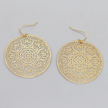 Gold Filigree Floral Lace Earrings