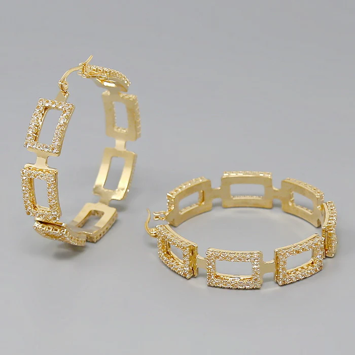 Gold Pave Statement Hoops womens jewelry