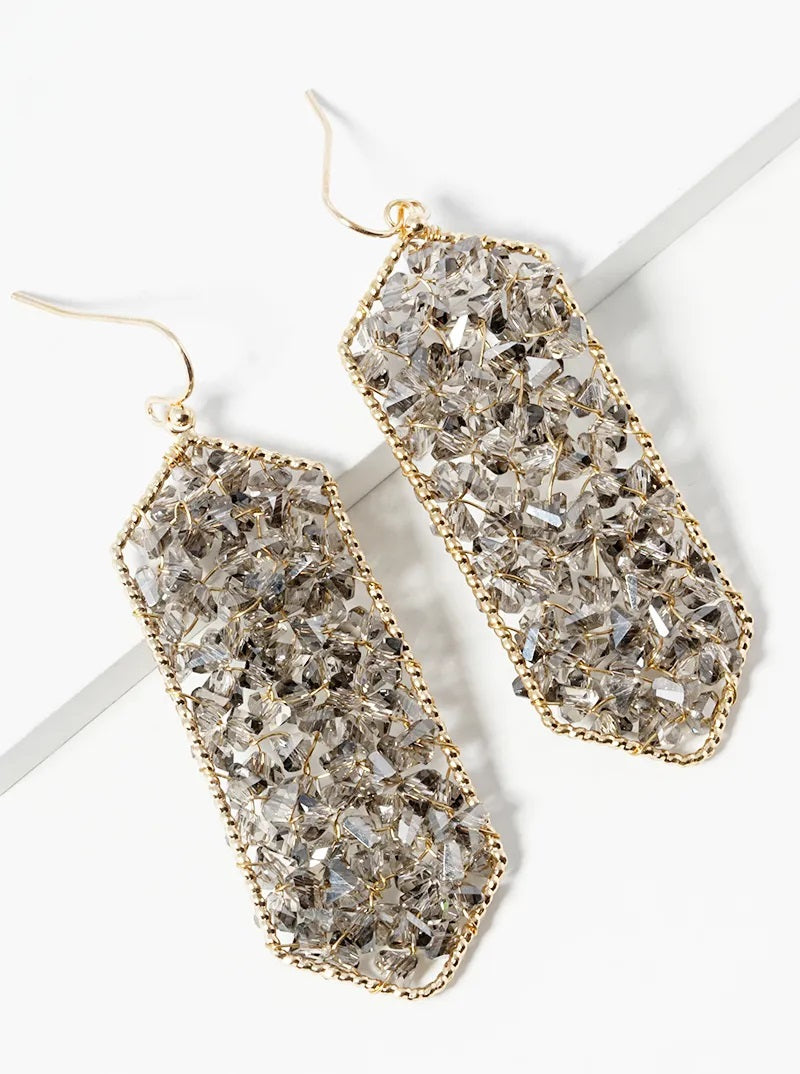 Faceted Glass Bead Drop Earrings