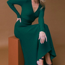 Green Ribbed Knit Sweater Dress womens clothing store on sale