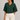 Hunter green dolman sleeve knit top with gold buttons front view