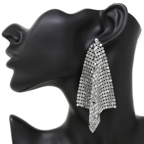 Silver Mesh Drop Earrings womens jewelry