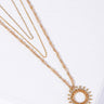 Glass Bead and Crystal Pave Sun Pendant Layered Necklace 