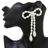 womens accessories Pearl Bow Dangling Earrings