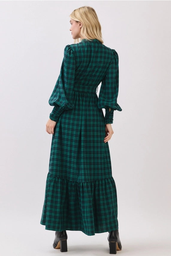 Green Plaid Button Down Maxi Dress Green Plaid Button Down Maxi Dress
