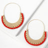 Faceted Red Glass Bead Hoop Earrings
