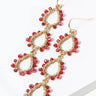 Burgundy Glass Bead Dangling Earrings Womens Jewelry