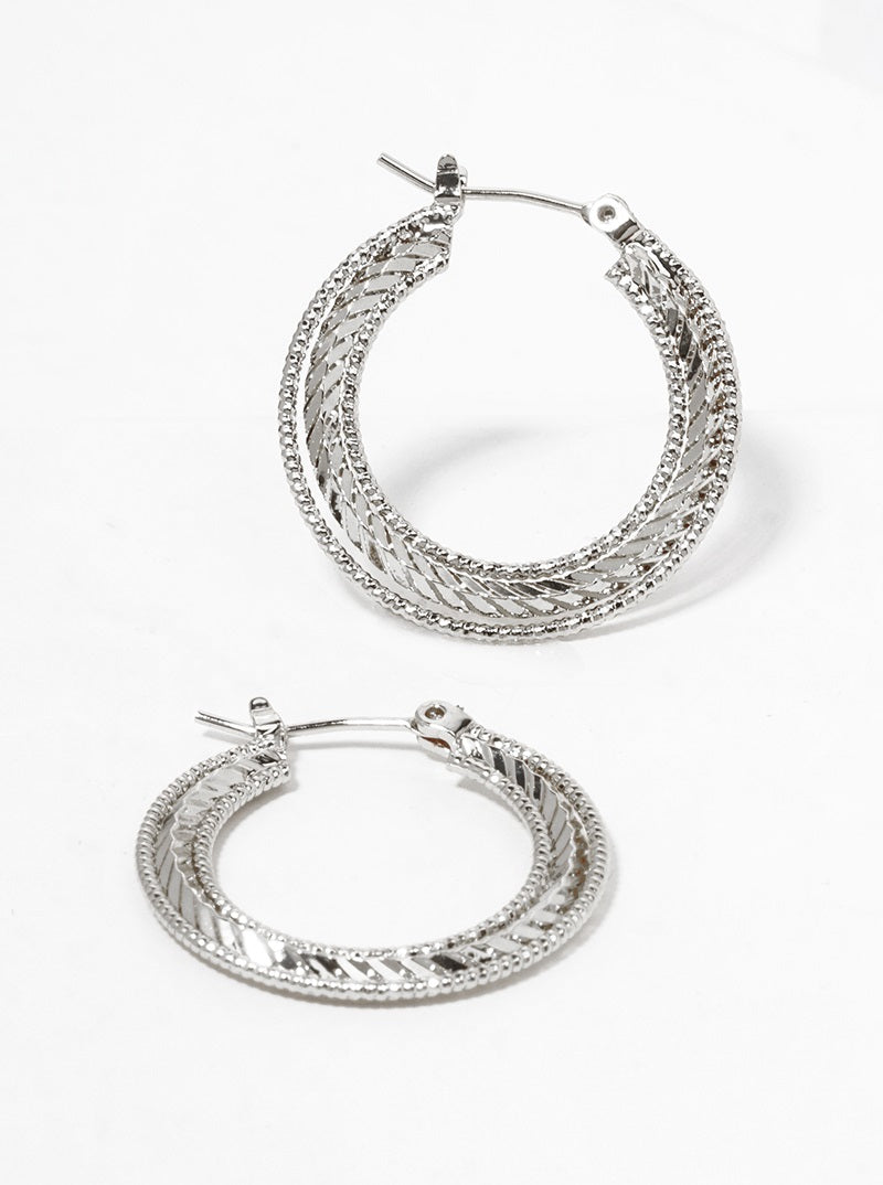 Textured Silver Hoop Earrings womens jewelry