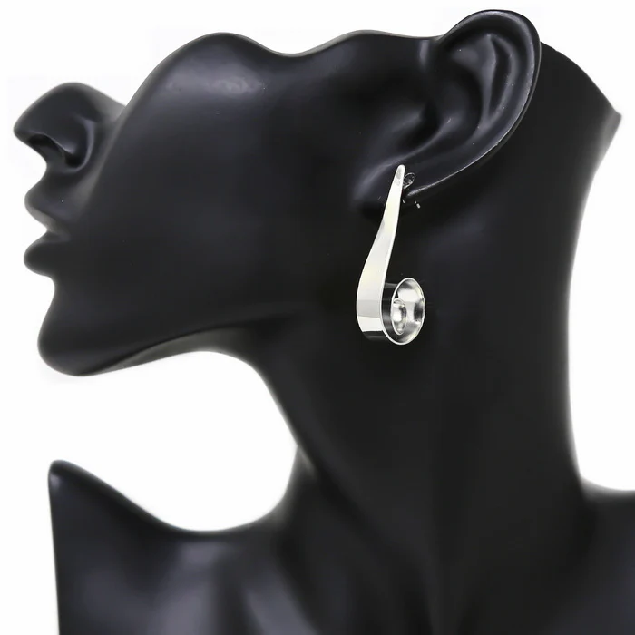 Silver Spiral Swirl Earrings womens jewelry