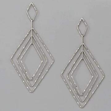 Silver Rhombus Dangling Earrings