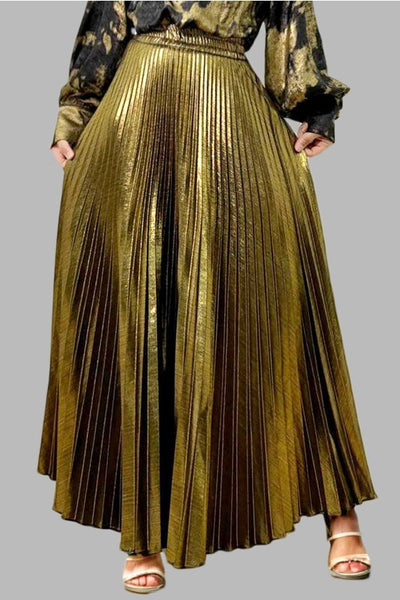 Solid Gold Pleated Maxi Skirt Solid Gold Pleated Maxi Skirt