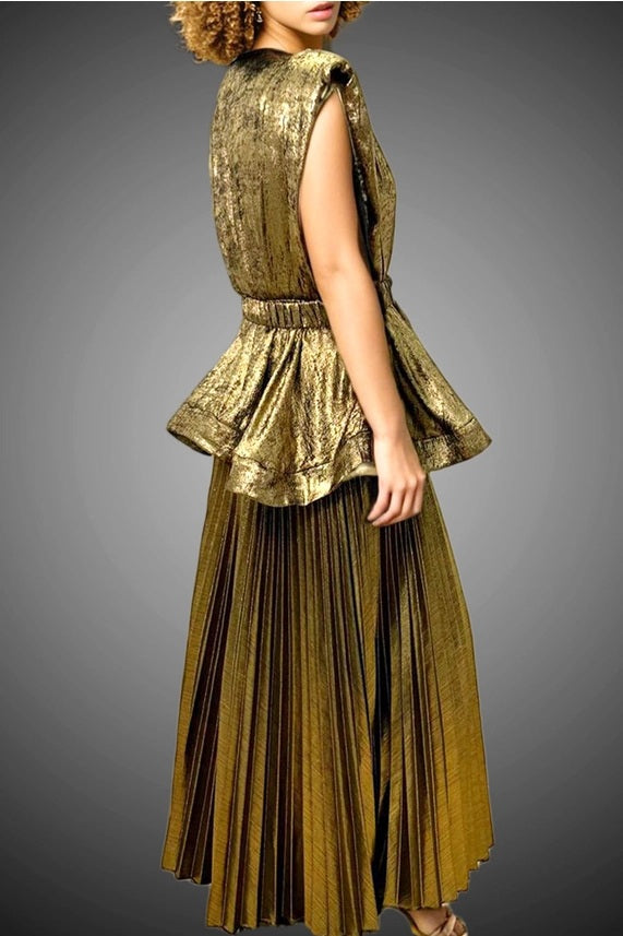 Solid Gold Pleated Maxi Skirt Solid Gold Pleated Maxi Skirt