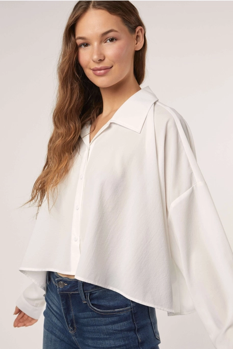 Button Down Boxy Top for womens clothing