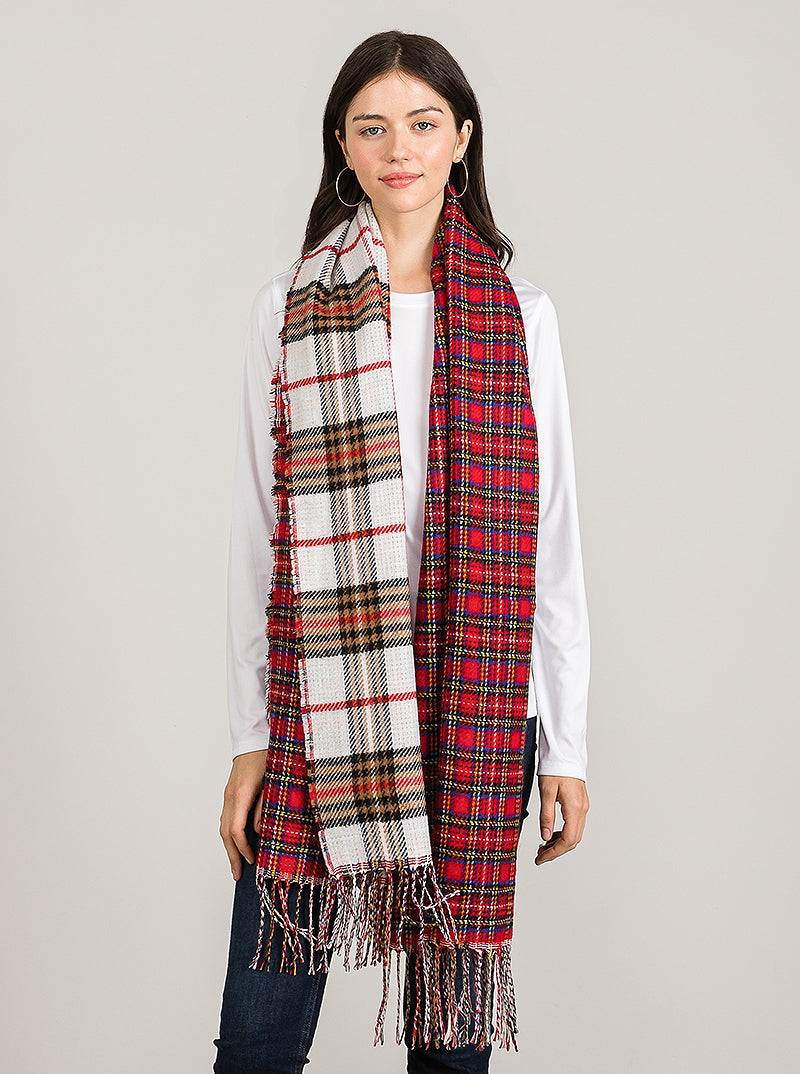 Checkered Plaid Oversized Printed Scarf