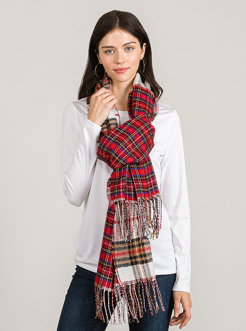 Checkered Plaid Oversized Printed Scarf