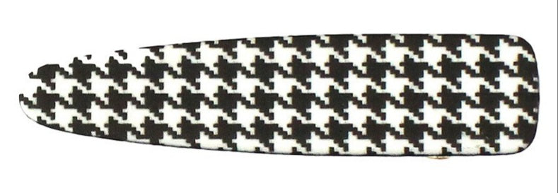 Faux Leather Houndstooth Print Hair Clip (3")